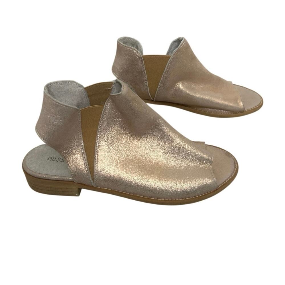 Musse & Cloud Ciara Metallic Rose Gold Leather Peep Toe Bootie Sandals  US 8
